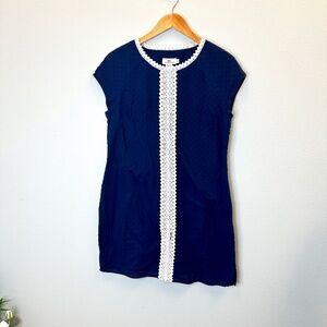 Vineyard Vines Navy Blue Embroidered Swiss Dot Dress size 12